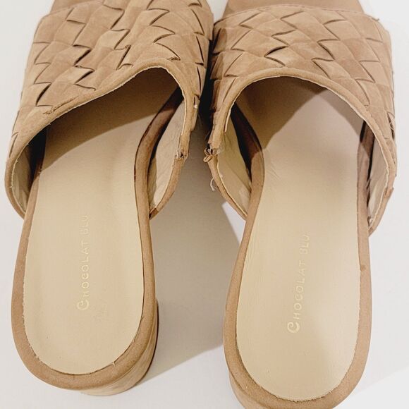 Chocolat Blu Brynne Womens Tan Nubuck Heeled Sandals Size 41 US 10 Leather Heels - Picture 8 of 15